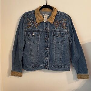 Faded Glory Blue Denim Jacket with Brown Collar